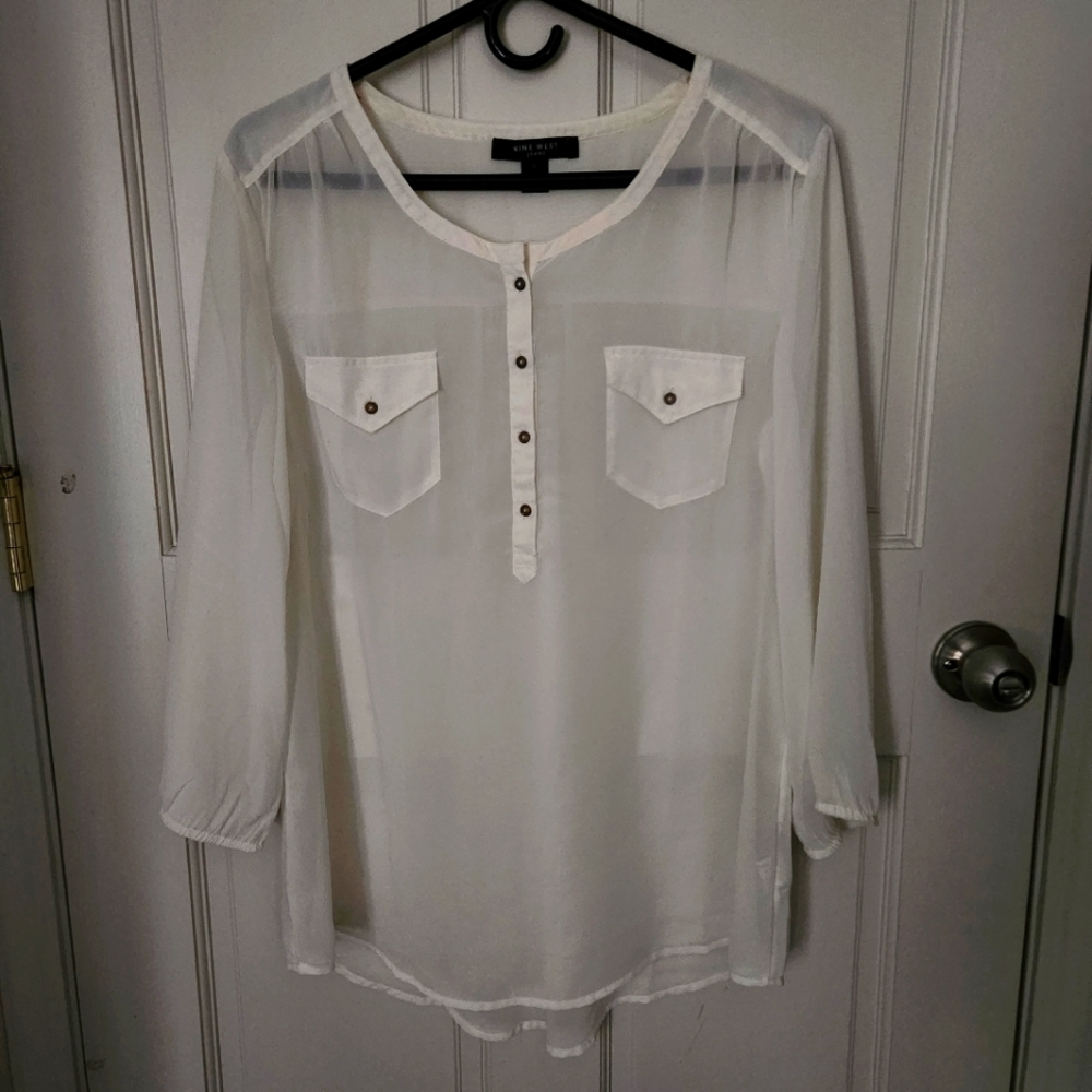 Womens Sheer Long Sleeve Shirt Size L